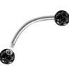 Clit Hood Piercing, VCH piercing jewelry - Titanium Curved Barbell with Epoxy Coating Disco Ball Crystals - Genital Piercing