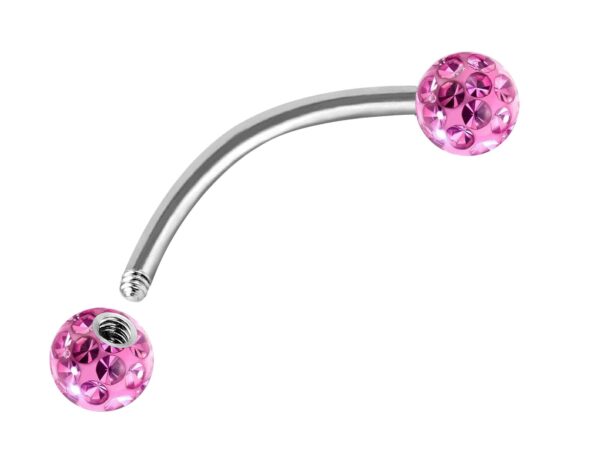 Clit Hood Piercing, VCH piercing jewelry - Titanium Curved Barbell with Epoxy Coating Disco Ball Crystals - Genital Piercing