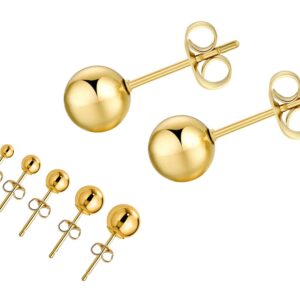 Ball Stud Earrings - Ball Size 2mm to 8mm - Available in Color Silver, Gold and Rose Gold