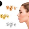 Ball Stud Earrings - Ball Size 2mm to 8mm - Available in Color Silver, Gold and Rose Gold