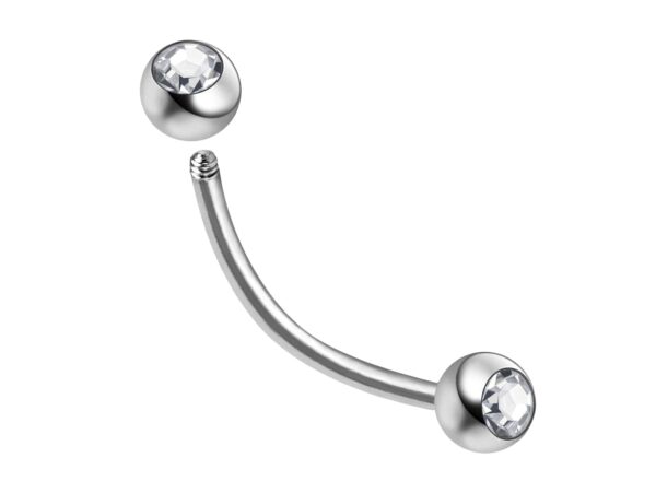 VCH piercing jewelry, Genital Piercing - Titanium Curved Barbell with Gem Clear Crystal Cliterous stimulator Labial Jewelry - PVD Coating