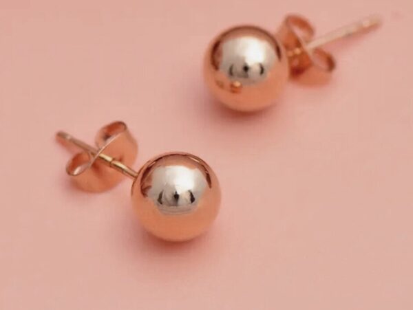 Ball Stud Earrings - Ball Size 2mm to 8mm - Available in Color Silver, Gold and Rose Gold