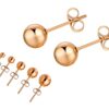 Ball Stud Earrings - Ball Size 2mm to 8mm - Available in Color Silver, Gold and Rose Gold