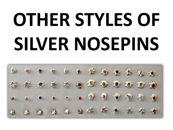 24G Silver Nose Pin Jewellery Prongs Set with CZ Crystals - Nose Piercing, Thin Nose stud, Nostril Jewelry