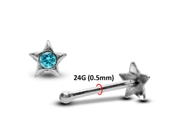 24G Tiny Nose Stud Silver Star Nose Ring Jewellery with CZ Crystals - Nose Piercing, Thin Nose stud, Nostril Jewelry