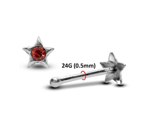 24G Tiny Nose Stud Silver Star Nose Ring Jewellery with CZ Crystals - Nose Piercing, Thin Nose stud, Nostril Jewelry