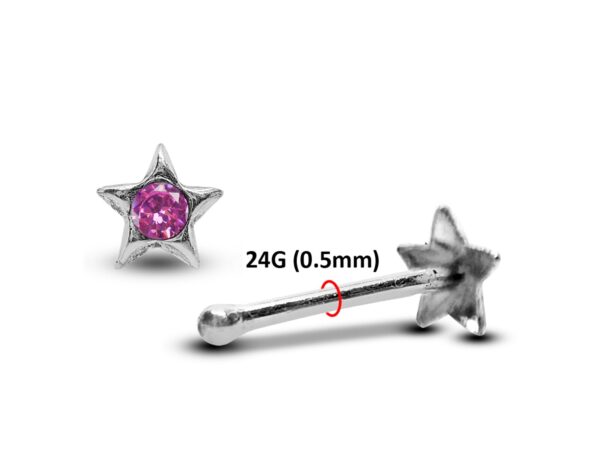 24G Tiny Nose Stud Silver Star Nose Ring Jewellery with CZ Crystals - Nose Piercing, Thin Nose stud, Nostril Jewelry