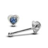 24G Heart Nose Stud ,Silver Nose Ring Jewellery with CZ Crystals - Nose Piercing, Thin Nose stud, Nostril Jewelry