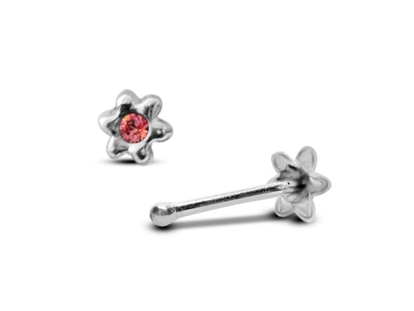 24G Flower Nose Stud ,Silver Nose Ring Jewellery with CZ Crystals - Nose Piercing, Thin Nose stud, Nostril Jewelry