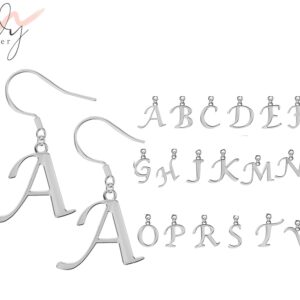 Dangle Earrings, Drop Earring - Silver Alphabet Earrings A-Z Initial, Letters Name