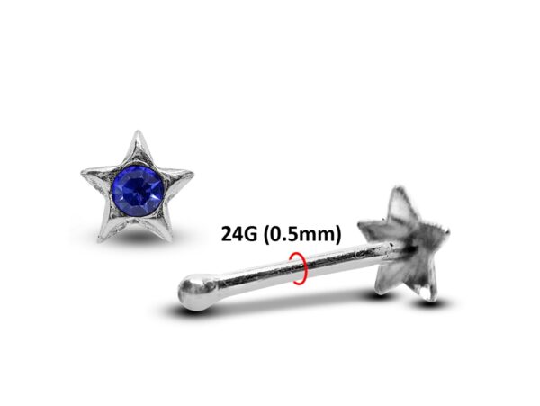 24G Tiny Nose Stud Silver Star Nose Ring Jewellery with CZ Crystals - Nose Piercing, Thin Nose stud, Nostril Jewelry