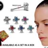 24G Nose stud Silver Clubs Nose Ring Jewellery, Bone End Nose Pin with CZ Crystals - Nose Piercing, Thin Nose stud, Nostril Jewelry