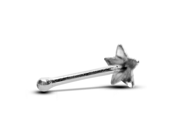 24G Star Nose Stud in Plain Silver - Thin nose ring, Nose Piercing, Bone End Nostril Studs