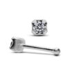 24G Prong Set Round Nose Stud ,Silver Nose Ring Jewellery with CZ Crystals - Nose Piercing, Thin Nose stud, Nostril Jewelry