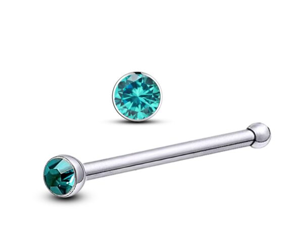 24G Round Bezel Nose Stud ,Silver Nose Ring Jewellery with CZ Crystals - Nose Piercing, Thin Nose stud, Nostril Jewelry