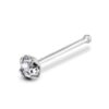 24G Silver Nose Pin Jewellery Prongs Set with CZ Crystals - Nose Piercing, Thin Nose stud, Nostril Jewelry