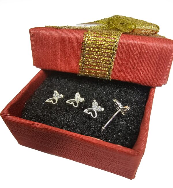 Butterfly Nose Studs 23G Silver Nose Pin with CZ Crystals - Nose Piercing, Thin Nose stud, Nostril Jewelry