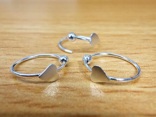 il_fullxfull.5268955746_9x0c_4254993c-f626-4249-bae0-88a1d9c7ef49 22G Silver Heart Nose Ring, Nose Stud - Bendable Nose Hoop Piercing - Nostril Ring size 9mm