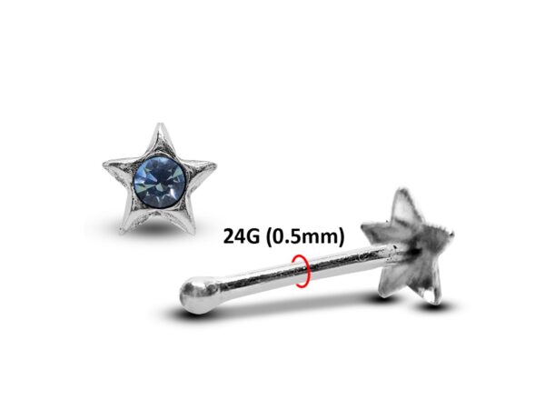 24G Tiny Nose Stud Silver Star Nose Ring Jewellery with CZ Crystals - Nose Piercing, Thin Nose stud, Nostril Jewelry