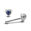 24G Heart Nose Stud ,Silver Nose Ring Jewellery with CZ Crystals - Nose Piercing, Thin Nose stud, Nostril Jewelry