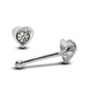 24G Heart Nose Stud ,Silver Nose Ring Jewellery with CZ Crystals - Nose Piercing, Thin Nose stud, Nostril Jewelry