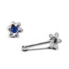 24G Flower Nose Stud ,Silver Nose Ring Jewellery with CZ Crystals - Nose Piercing, Thin Nose stud, Nostril Jewelry