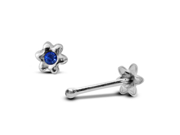 24G Flower Nose Stud ,Silver Nose Ring Jewellery with CZ Crystals - Nose Piercing, Thin Nose stud, Nostril Jewelry