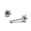 24G Flower Nose Stud ,Silver Nose Ring Jewellery with CZ Crystals - Nose Piercing, Thin Nose stud, Nostril Jewelry