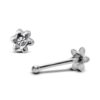 24G Flower Nose Stud ,Silver Nose Ring Jewellery with CZ Crystals - Nose Piercing, Thin Nose stud, Nostril Jewelry