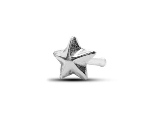 24G Star Nose Stud in Plain Silver - Thin nose ring, Nose Piercing, Bone End Nostril Studs