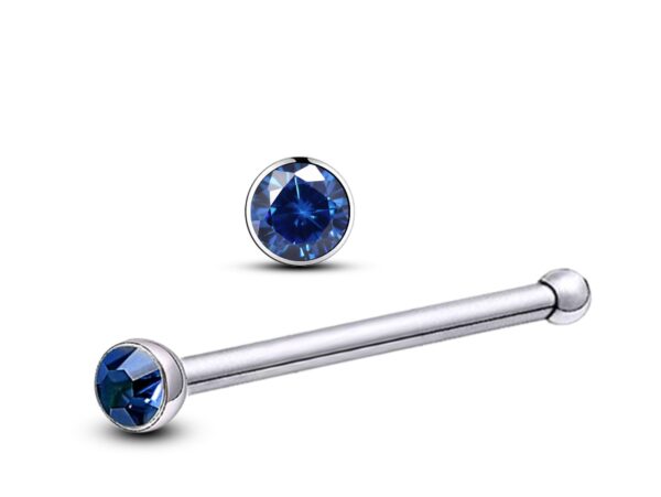 24G Round Bezel Nose Stud ,Silver Nose Ring Jewellery with CZ Crystals - Nose Piercing, Thin Nose stud, Nostril Jewelry