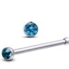 24G Round Bezel Nose Stud ,Silver Nose Ring Jewellery with CZ Crystals - Nose Piercing, Thin Nose stud, Nostril Jewelry