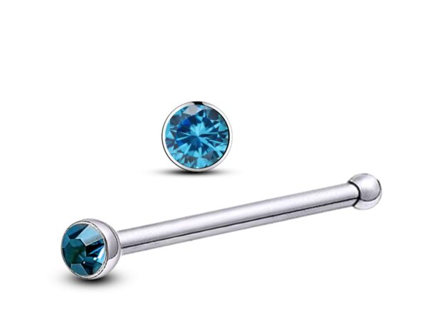 24G Round Bezel Nose Stud ,Silver Nose Ring Jewellery with CZ Crystals - Nose Piercing, Thin Nose stud, Nostril Jewelry