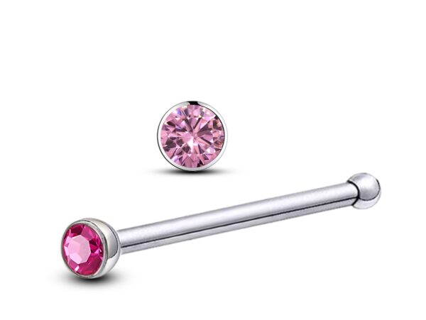 24G Round Bezel Nose Stud ,Silver Nose Ring Jewellery with CZ Crystals - Nose Piercing, Thin Nose stud, Nostril Jewelry