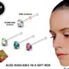 24G Silver Nose Pin Jewellery Prongs Set with CZ Crystals - Nose Piercing, Thin Nose stud, Nostril Jewelry