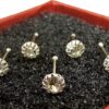 Nose Studs 24G Silver Nose Pin with Unique Prong Set Round CZ Crystals - Nose Piercing, Thin Nose stud, Nostril Jewelry