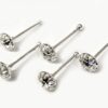 Nose Studs 24G Silver Nose Pin with Unique Prong Set Round CZ Crystals - Nose Piercing, Thin Nose stud, Nostril Jewelry