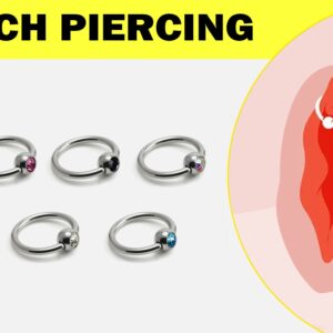 Horizontal Clitoral Hood Genital Piercing Captive Ring with Gem Titanium Ball Ring 18G 16G 14G Body Piercing British Standard