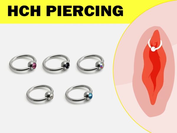 Horizontal Clitoral Hood Genital Piercing Captive Ring with Gem Titanium Ball Ring 18G 16G 14G Body Piercing British Standard