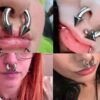 Rainbow Spike Septum Piercing Internally Threaded Horseshoe Barbell CBB/BCR Big Gauge Septum Ring, PA Ring Combination - British Standard