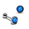 Silver Helix Bar, Cartilage Piercing, Helix Earring - 20G Ear Piercing with Blue Opal Stone - Helix Piercing Jewellery