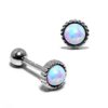 Silver Cartilage Earring, Helix Earring with Opal Stone - 20G Ear Piercing Screw Back- Helix Piercing Jewellery