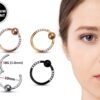 Titanium Septum Nose Ring, Clicker hinged ring with CZ Crystals - 18g size 10mm Clicker Hoops Nose Piercing, Ball Hoops