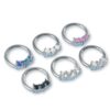 Titanium Segment Ring Clicker with 3 Prong Set CZ Crystals - Ear, Septum, Tragus, Helix - 16G size 8mm Clicker Hoops Nose Piercing