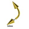 Gold Spike Eyebrow Piercings - Titanium Curved Barbell Spikes / Cone 14G 16G Eyebrow Jewelry Piercing - Internal Threaded