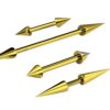 Titanium Gold Spike Nipple Barbell, Nipple Jewelry Studs 16g 14g Nipple Piercing - Straight Barbell Internally Threaded