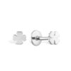 14K White Gold Clover Leaf Tragus Earring, Labret Stud, Helix Cartilage Piercing - Internally Threading Body Jewellery Ear Piercing