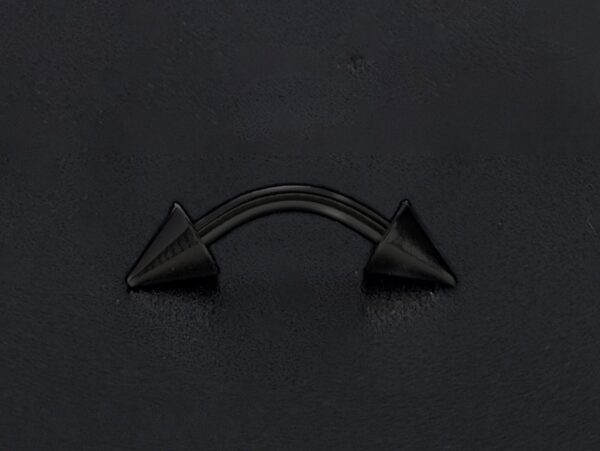 Black Spike Eyebrow Piercings - Titanium Curved Barbell Spikes / Cone 14G 16G Eyebrow Jewelry Piercing - Internal Threaded