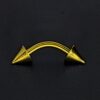 Gold Spike Eyebrow Piercings - Titanium Curved Barbell Spikes / Cone 14G 16G Eyebrow Jewelry Piercing - Internal Threaded