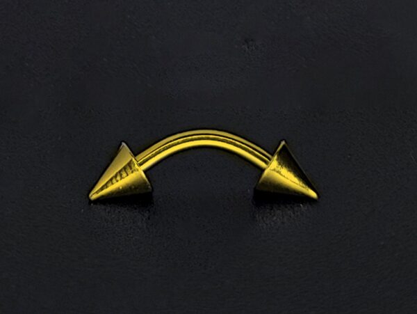 Gold Spike Eyebrow Piercings - Titanium Curved Barbell Spikes / Cone 14G 16G Eyebrow Jewelry Piercing - Internal Threaded